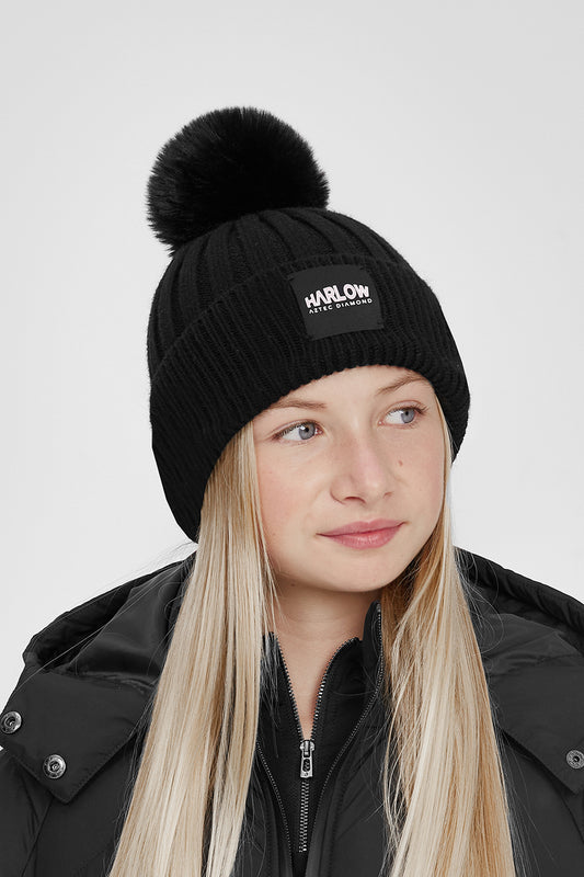 HLW Black/Pink Rolo Beanie