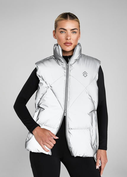 Reflective Puffer Gilet – Aztec Diamond